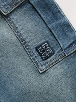 Next vintage bleu - Jean cargo à taille élastique (3-16ans) New