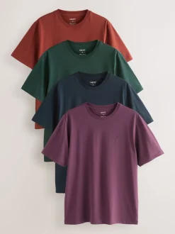 Next - Ajustement régulier - T-shirt 4 Pack Violet / Bleu bleu marine / Orange / Vert Hot