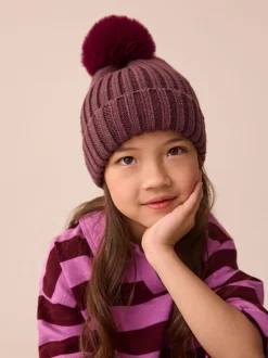 Next - Bonnet côtelé à pompon (3mois-16ans) Violet Sale