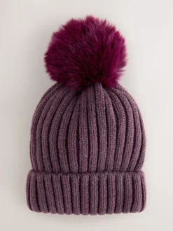 Next - Bonnet côtelé à pompon (3mois-16ans) Violet Sale