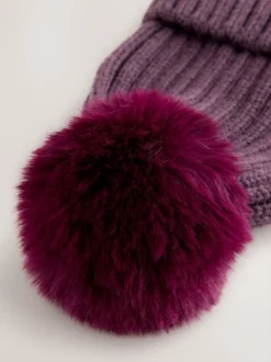 Next - Bonnet côtelé à pompon (3mois-16ans) Violet Sale