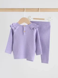 Next - Ensemble Pull et Leggings en maille Bébé 2 Pièces (0mois-3ans) Violet Outlet