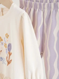 Next Violet à fleurs - Ensemble 2 Pieces pour T-shirt et Pantalons BÉBÉ (0mois-2ans)