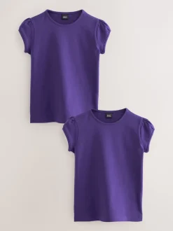 Next - Lot de 2 t-shirts à manches bouffantes (3-16ans) Violet Clearance