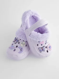 Next Violet à motif papillons - Chaussons Sabots Clearance