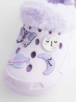 Next Violet à motif papillons - Chaussons Sabots Clearance