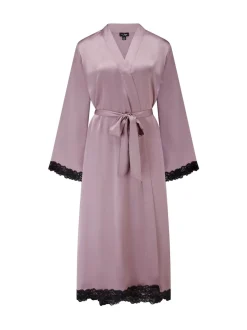 Pour Moi Violet - Robe de chambre Dusk en satin et dentelle à manches kimono