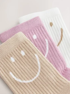Next - Lot de 3 paires de chaussettes de sport pour l'école enrichies en coton matelassées Violet, blanc et neutre
