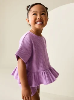 Next Violet lilas - Ensemble haut et short côtelé à manches courtes (3mois7ans) Online