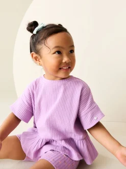 Next Violet lilas - Ensemble haut et short côtelé à manches courtes (3mois7ans) Online