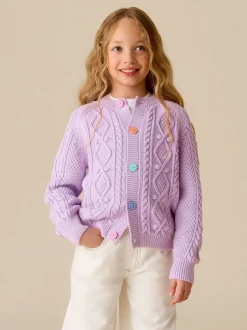Little Bird by Jools Oliver Violet lilas - Cardigan en Coton Torsade