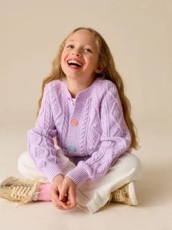 Little Bird by Jools Oliver Violet lilas - Cardigan en Coton Torsade