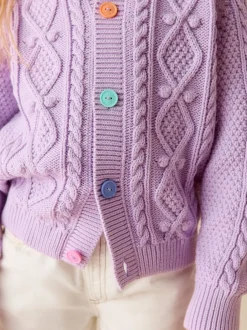 Little Bird by Jools Oliver Violet lilas - Cardigan en Coton Torsade