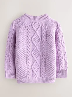 Little Bird by Jools Oliver Violet lilas - Cardigan en Coton Torsade