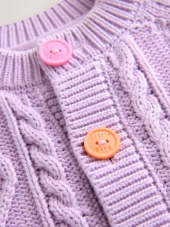 Little Bird by Jools Oliver Violet lilas - Cardigan en Coton Torsade