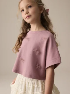 Next Violet lilas - T-shirt Boxy Bows (3-16ans) Clearance
