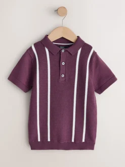 Next Violet prune - Polo en maille à col boutonné (3-16ans) Sale