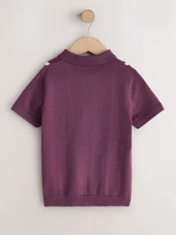 Next Violet prune - Polo en maille à col boutonné (3-16ans) Sale