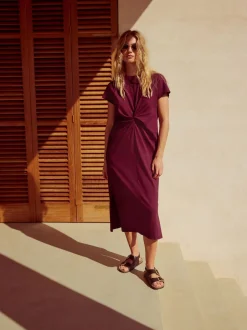 Next Violet prune - Robe d’été t-shirt à manches courtes torsadée Clearance