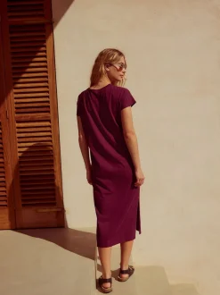 Next Violet prune - Robe d’été t-shirt à manches courtes torsadée Clearance