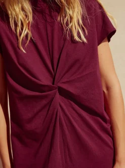 Next Violet prune - Robe d’été t-shirt à manches courtes torsadée Clearance