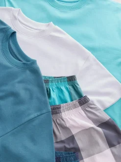 Next Violet/Bleu canard/Bleu - Pyjama court à carreaux tissés 3 Pack (3-16ans) Online