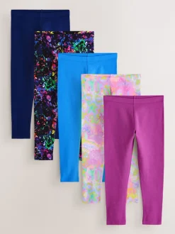Next Violet/éclaboussures - Lot de 5 leggings (3-16ans)
