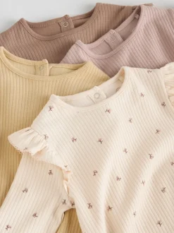 Next Violet/Jaune/Crème Ditsy - Body à volants et manches longues bébé Lot de 4 (0mois2ans) Online