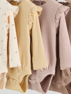 Next Violet/Jaune/Crème Ditsy - Body à volants et manches longues bébé Lot de 4 (0mois2ans) Online