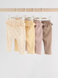 Next - Paquet de jambières pour bébé 4 (0mois-2ans) Violet/Jaune/Crème Ditsy New