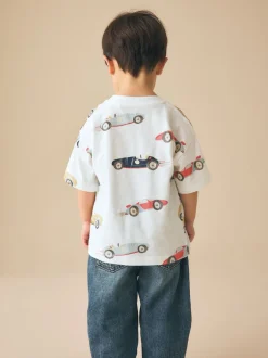 Next Voiture aquarelle blanche - T-shirt imprimé sur l’ensemble à manches courtes (3 mois7 ans) (3mois7ans) Discount