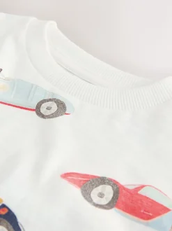 Next Voiture aquarelle blanche - T-shirt imprimé sur l’ensemble à manches courtes (3 mois7 ans) (3mois7ans) Discount