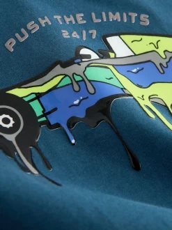 Next - T-shirt graphique décontracté en coton à manches longues (3-16ans) Voiture de course Bleu marine Sale