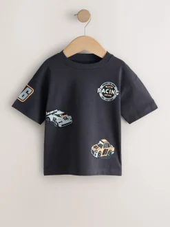 Next - Lot de 3 t-shirts graphiques à manches courtes (3mois7ans) Voiture de course noir/gris Best