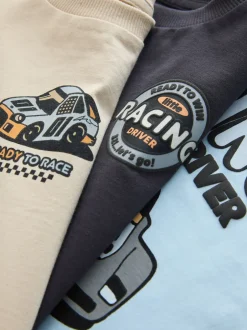 Next - Lot de 3 t-shirts graphiques à manches courtes (3mois7ans) Voiture de course noir/gris Best