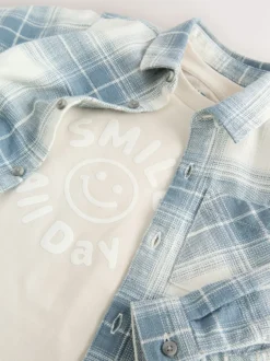 Next Vérification bleue - Ensemble chemise et t-shirt à manches longues (3mois-7ans) Best