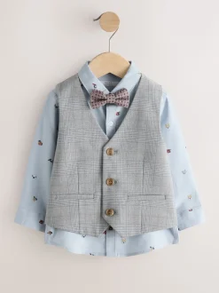 Next Vérification grise - Ensemble gilet, chemise, nœud et cravate (3mois-9ans) Hot
