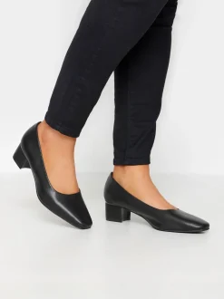 Yours Curve Chaussures de cour en similicuir à talon carré en taille EEE extra large Outlet