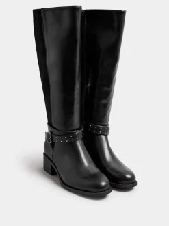 Yours Curve Extra Coupe large Block talons Metal Strap Bottes Outlet