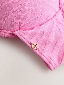 Next - Haut de bikini rembourré plongeant avec armatures rembourré Zèbre rose texturé Outlet