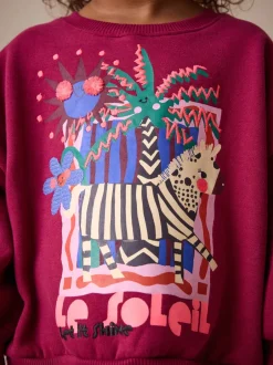 Next - Sweat à col ras du cou (3mths-7yrs) Zèbre rouge bordeaux Online